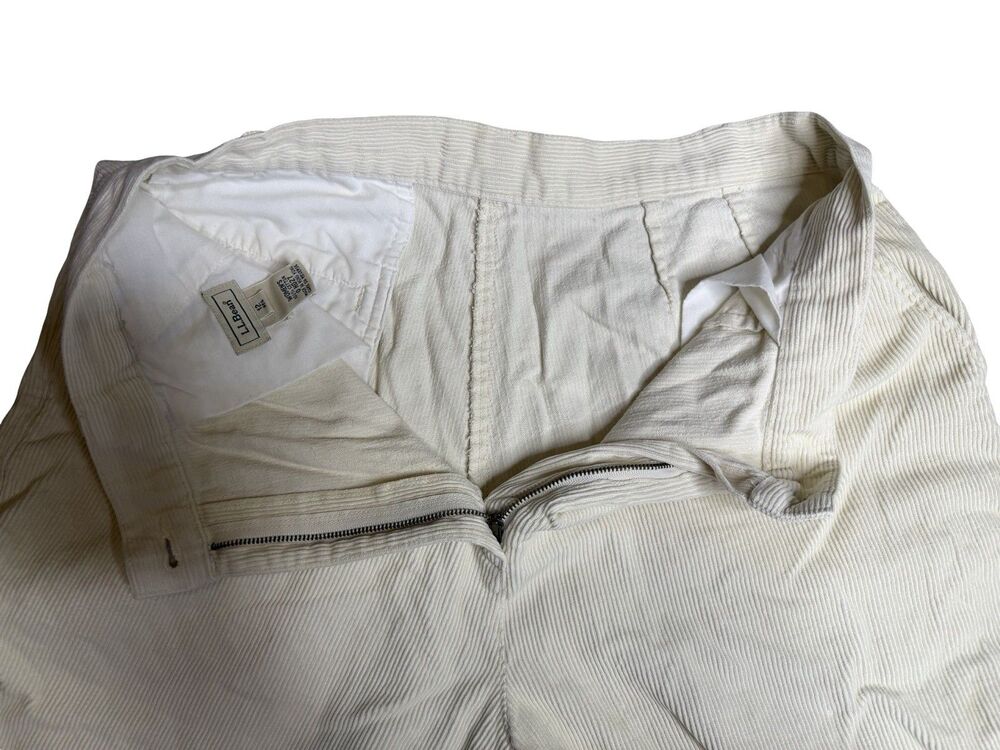 LL Bean Straight Corduroy Pants Womens 12 Cream White Heavy Cotton Favorite Fit - Picture 8 of 9